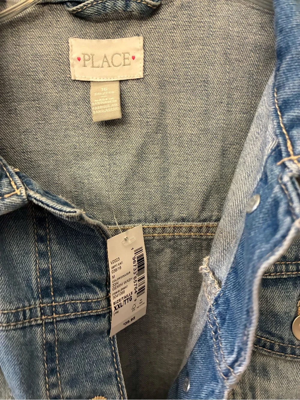 The Childrens Place Light Denim Jacket with with Fringe